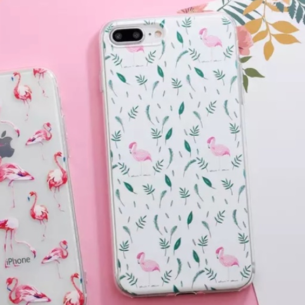 LAST ONE iPhone 7+/8+ Case Pink Flamingo Leaves - Picture 2 of 3